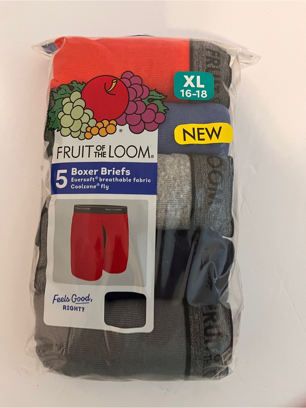 Fruit of the Loom Gray and Navy Boys XL Boxer Briefs Pack